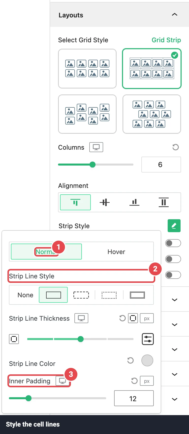 Grid Strip style popup