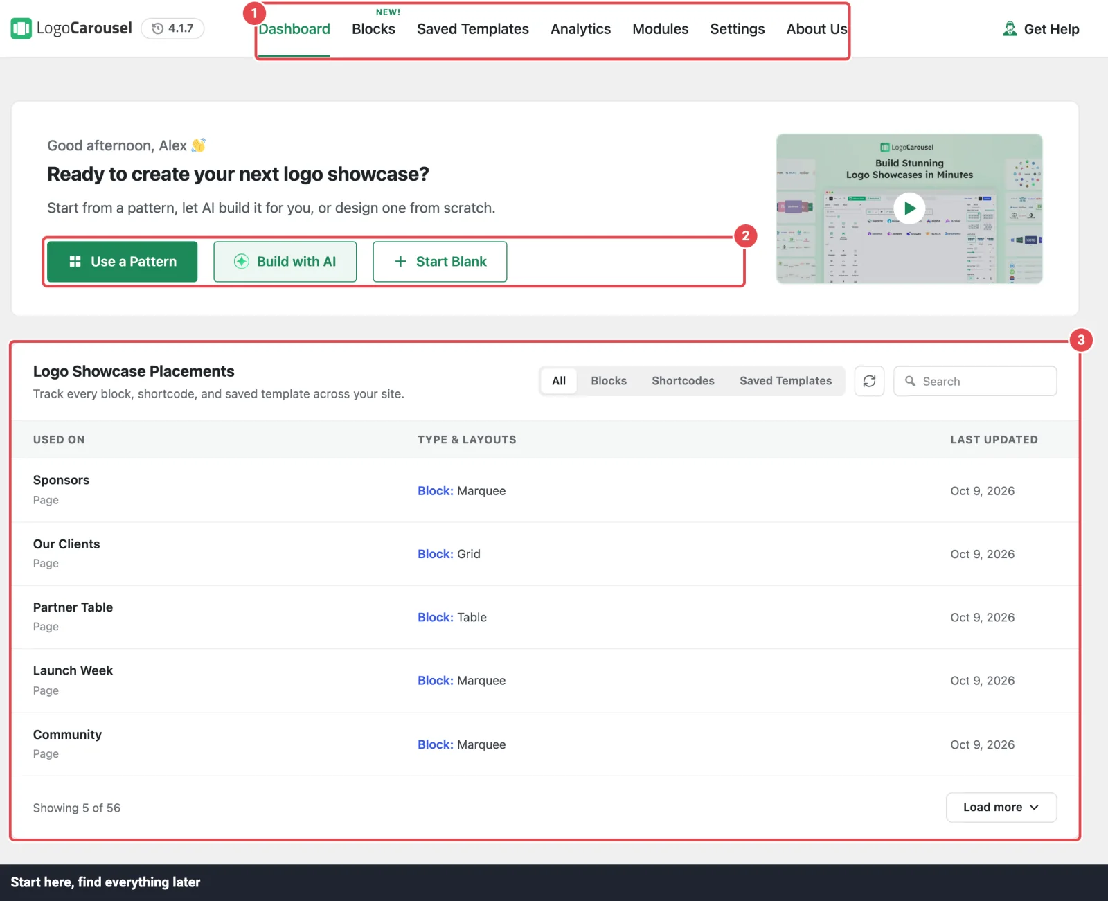 Logo Carousel dashboard