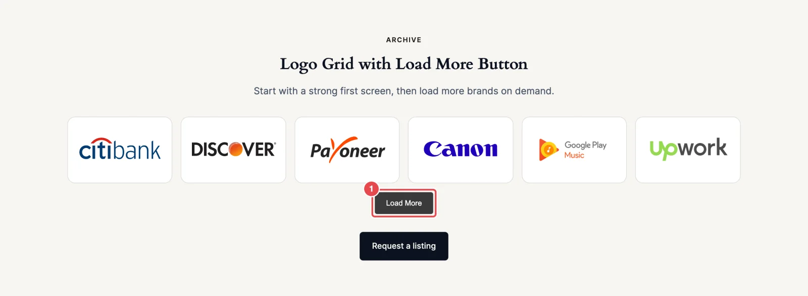 Grid with a Load More button underneath
