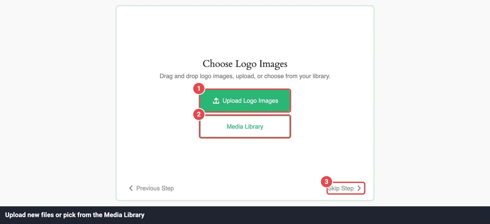The Choose Logo Images screen